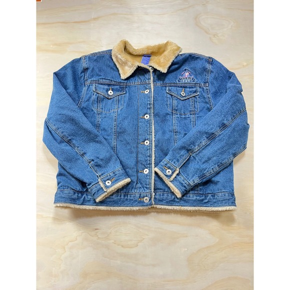 VTG Disney Eeyore True Blue Denim Sherpa Lined Jacket XL - Picture 2 of 9
